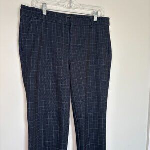 LIVERPOOL KELSEY Trouser Womens 10/30 Windowpane Navy Stretch Pocket